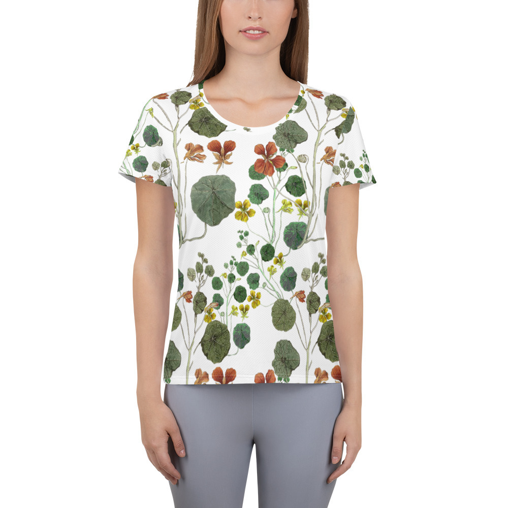 Nasturtium All-Over Print Botanical Women's Athletic T-shirt