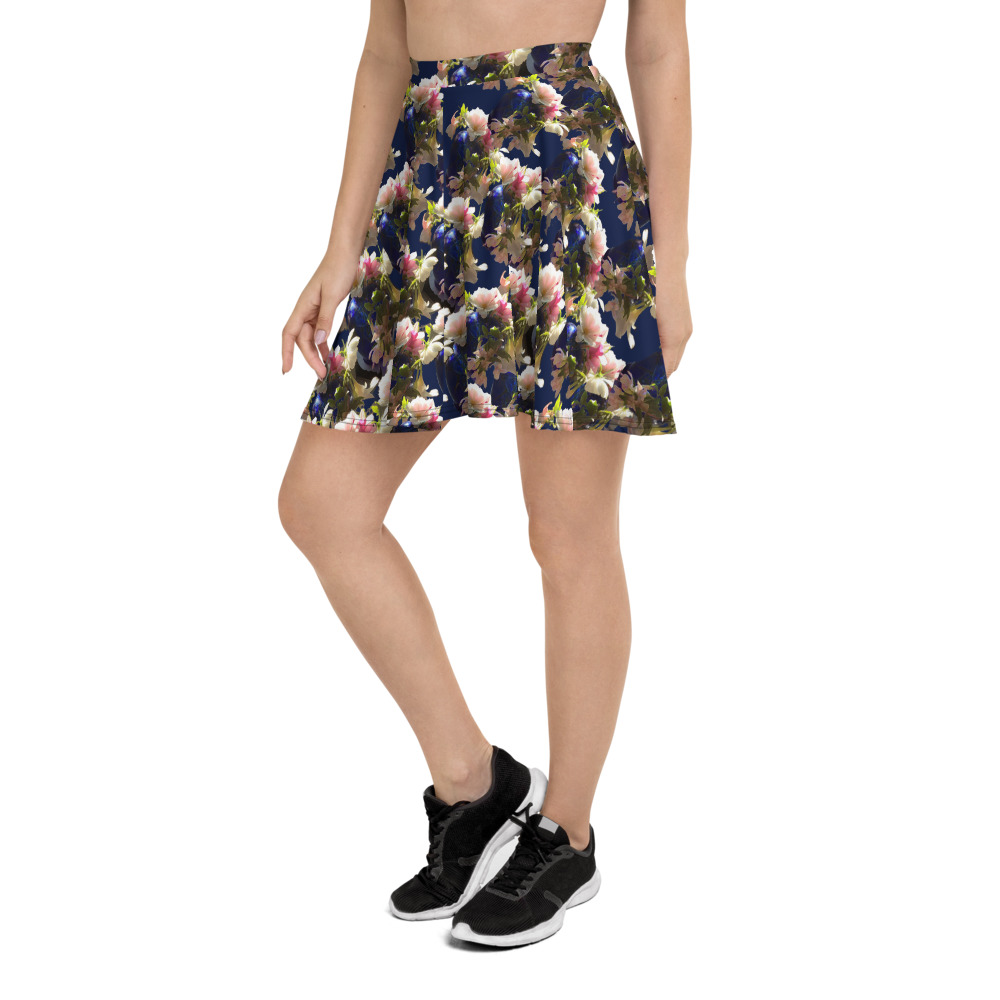 Bouquet of Flowers on Navy athletic skirt Skirt